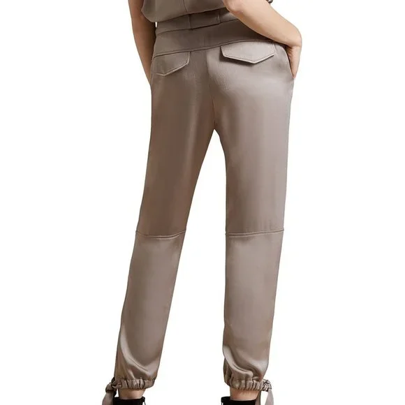 Women Halston SLIM Fit ANKLE TIE SATIN Pants Hook/Zip Fly Closure $295 B4HP - Picture 3 of 3